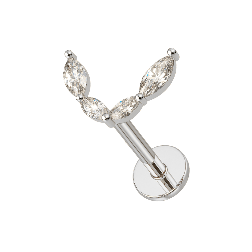 316L Surgical Steel Jewelled Crescent Internally Threaded Screw Fit Labret Stud