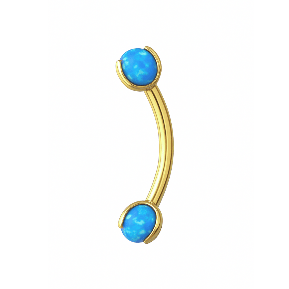 G23 Titanium Double Opal Jewelled Eyebrow Banana Ring