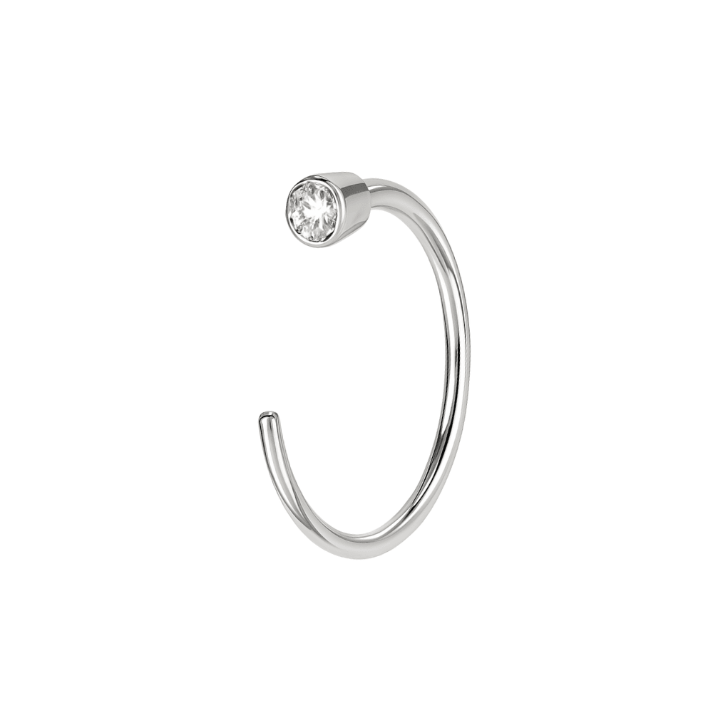 9K Gold Cubic Zirconia in Bezel set Jewelled Open Hoop Nose Ring
