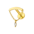 316L Surgical Steel Chain with Marquise CZ Dangle Hidden Helix Flatback Stud