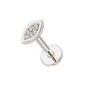 316L Surgical Steel CZ Jewelled Marquise Internally Threaded Flatback Stud