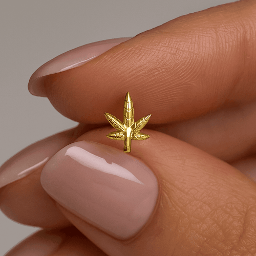 14K Gold Marijuana Nose Bone