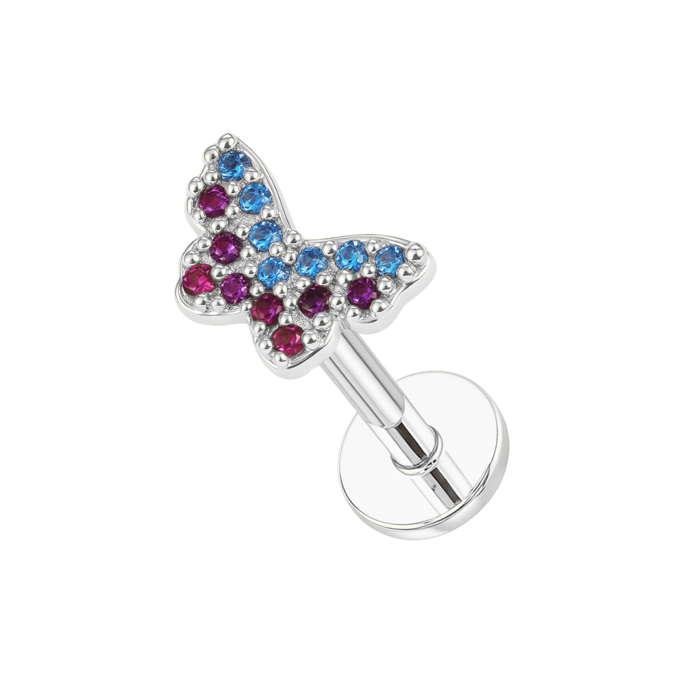 316L Surgical Steel & CZ with Butterfly Tragus Ear Stud