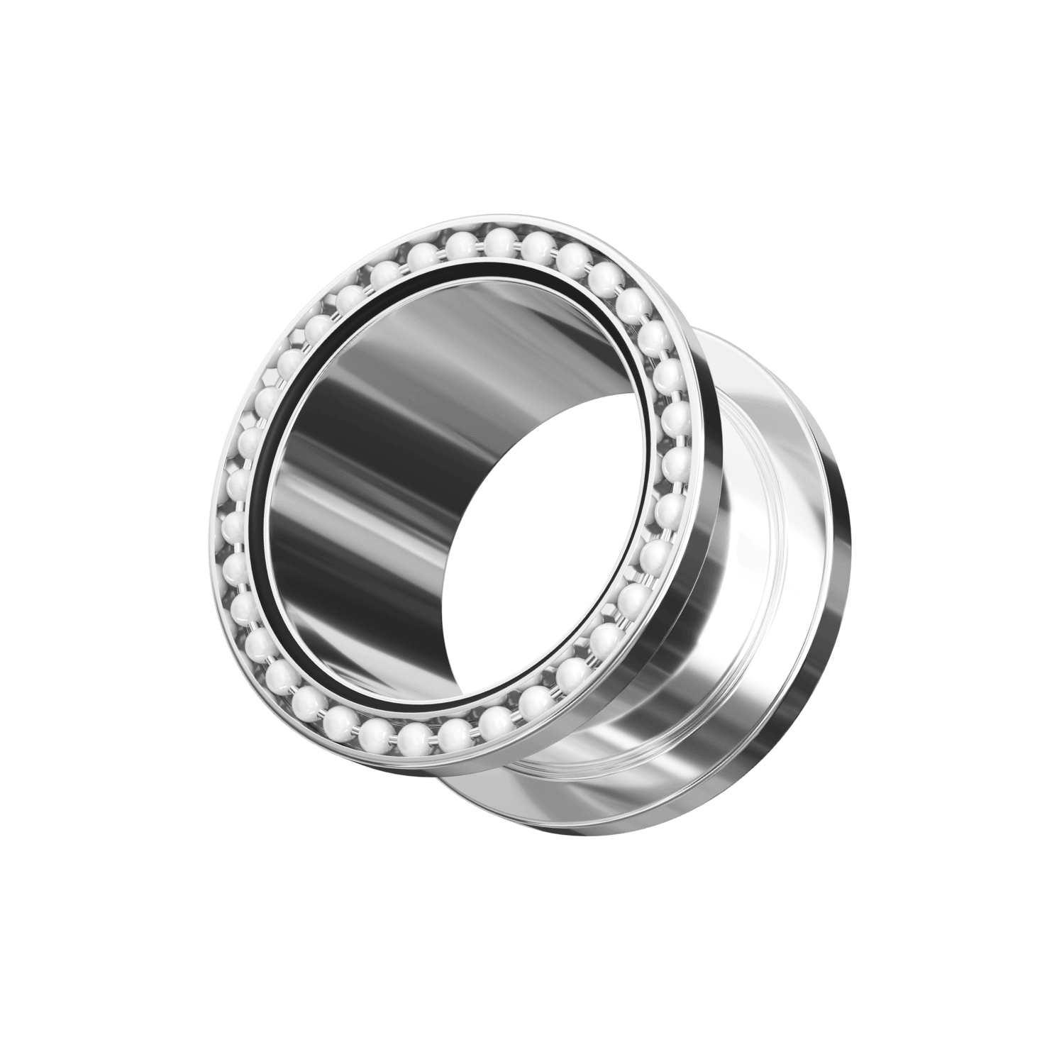 316L Surgical Steel With Milk White Ball Edge Top Flesh Tunnel