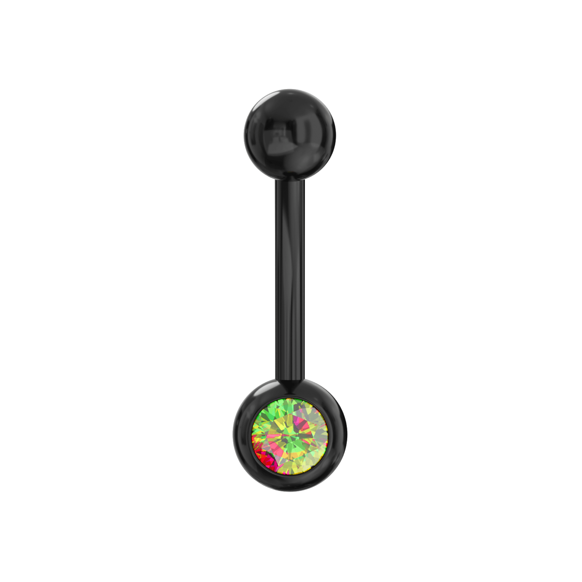 316L Surgical Steel Black Cubic Zirconia Studded Belly Ring