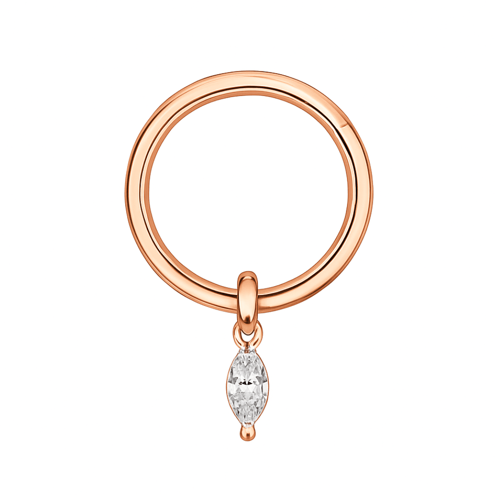 316L Surgical Steel Marquise Stone Jeweled Dangling Style Hinged Segment Clicker Hoop