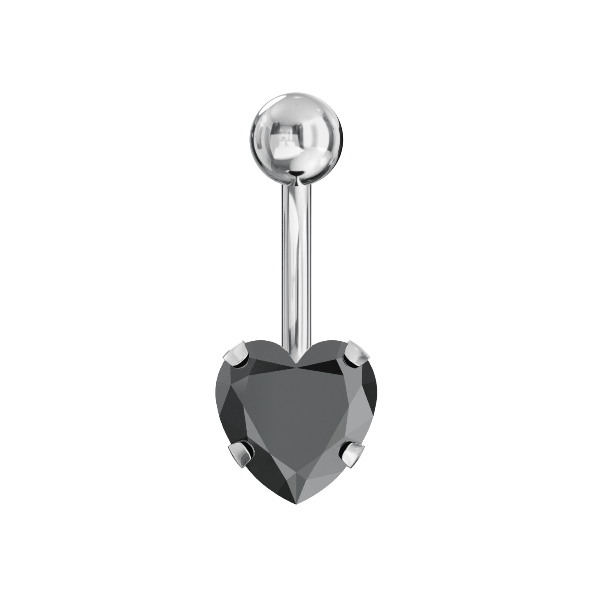 316L Surgical Steel Studded Heart Belly Ring