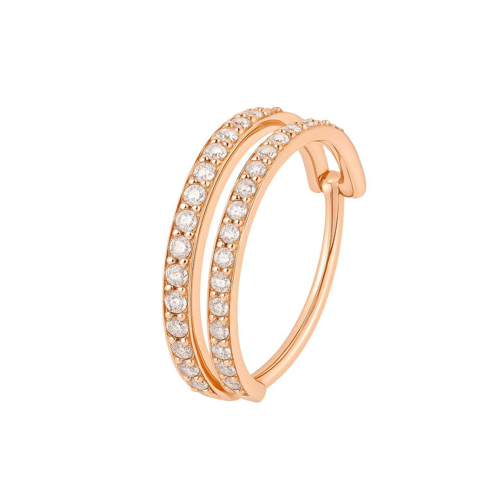 316L Surgical Steel Double Line Jewelled Hinged Segment Clicker Ring