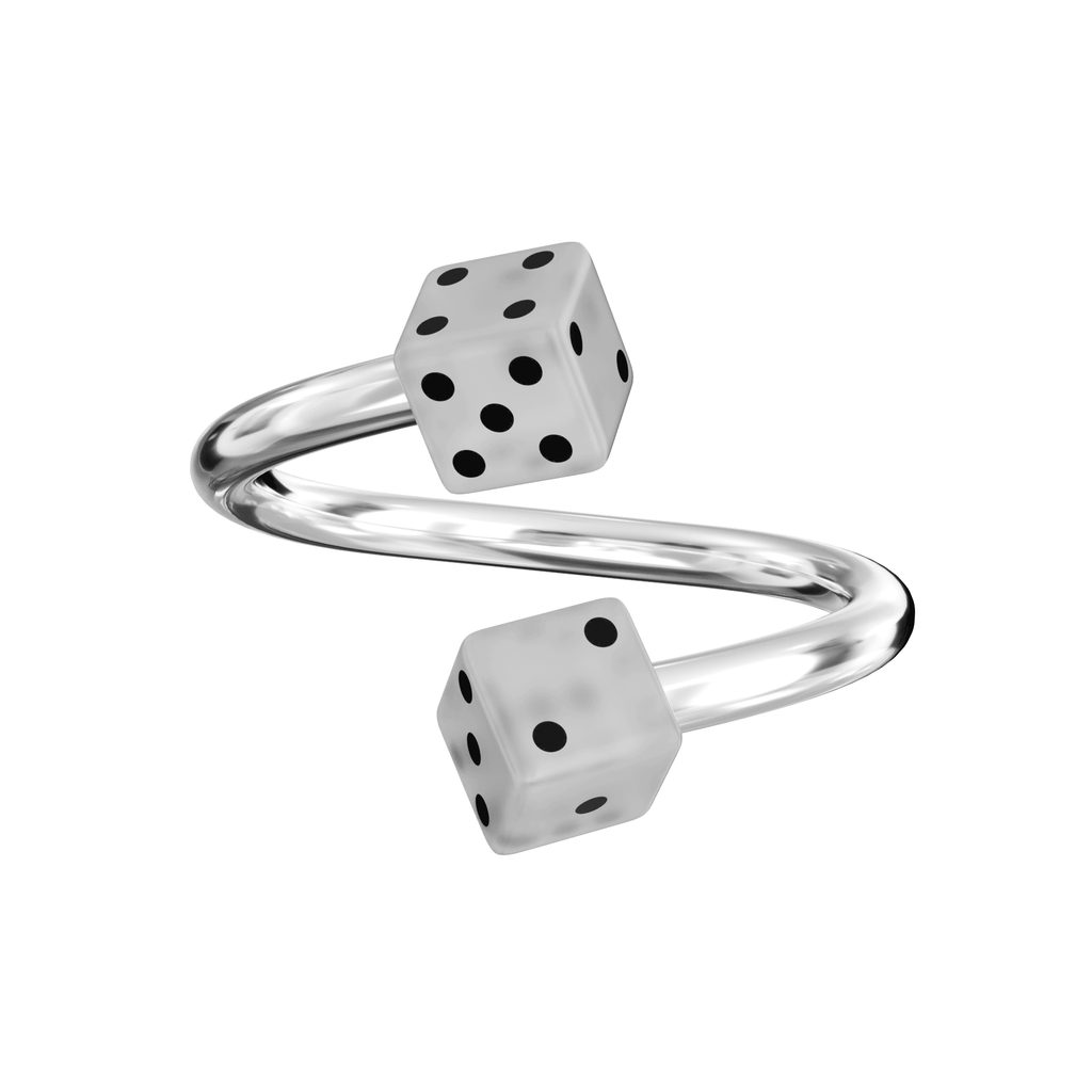 316L Surgical Steel Spiral Barbell with UV Dice