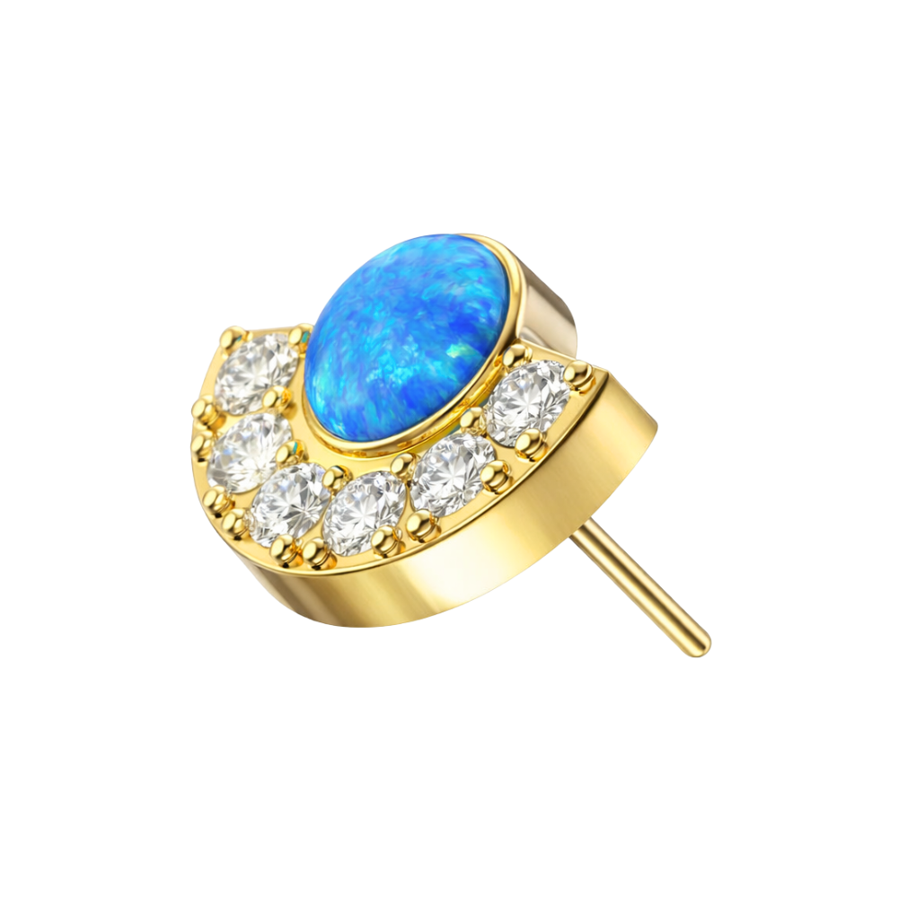 G23 Titanium Crescent Opal & CZ Threadless Top