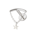 316L Surgical Steel Chain with Star CZ Dangle Hidden Helix Flatback Stud