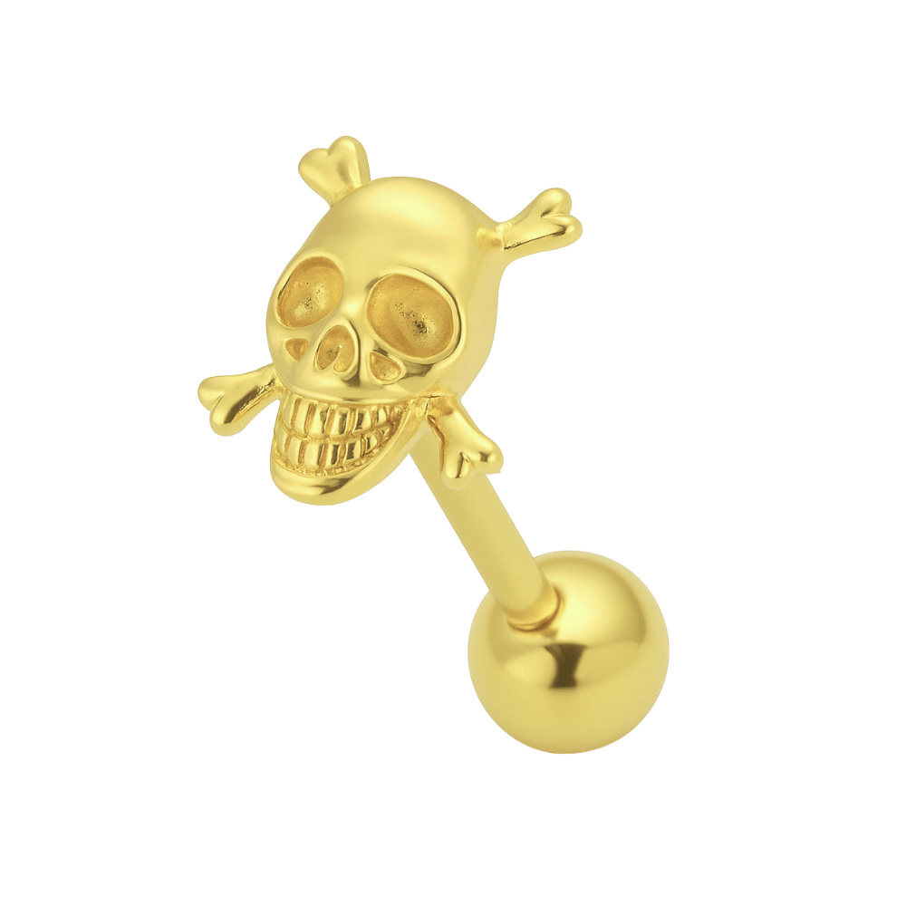 925 Sterling Silver Crossbone Tongue Ring