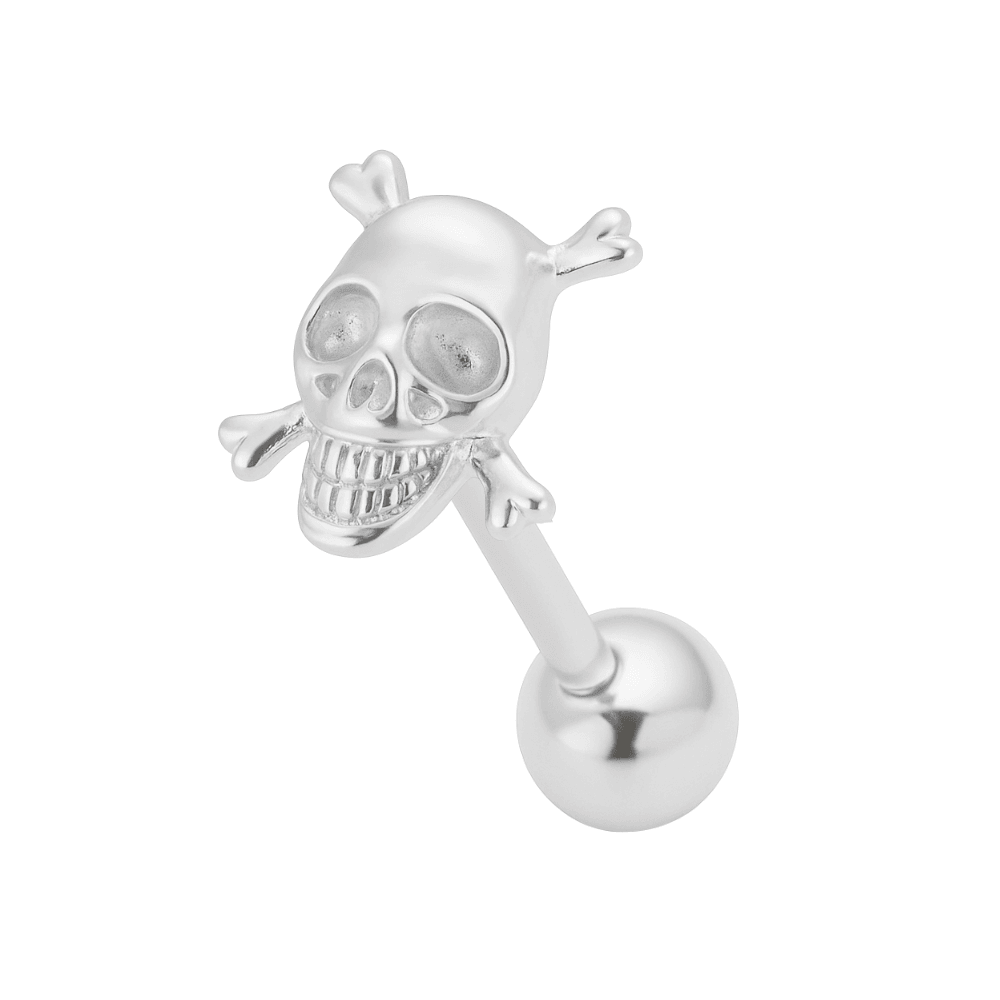 925 Sterling Silver Crossbone Tongue Ring