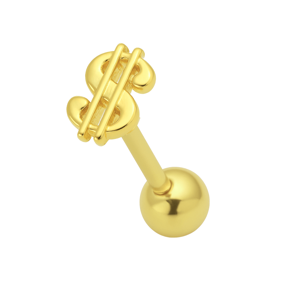 925 Sterling Silver Dollar Sign Tongue Ring