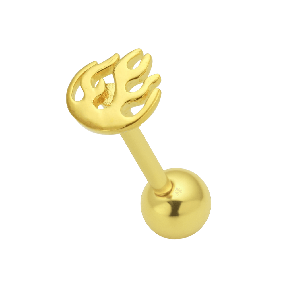 925 Sterling Silver Flames Tongue Ring