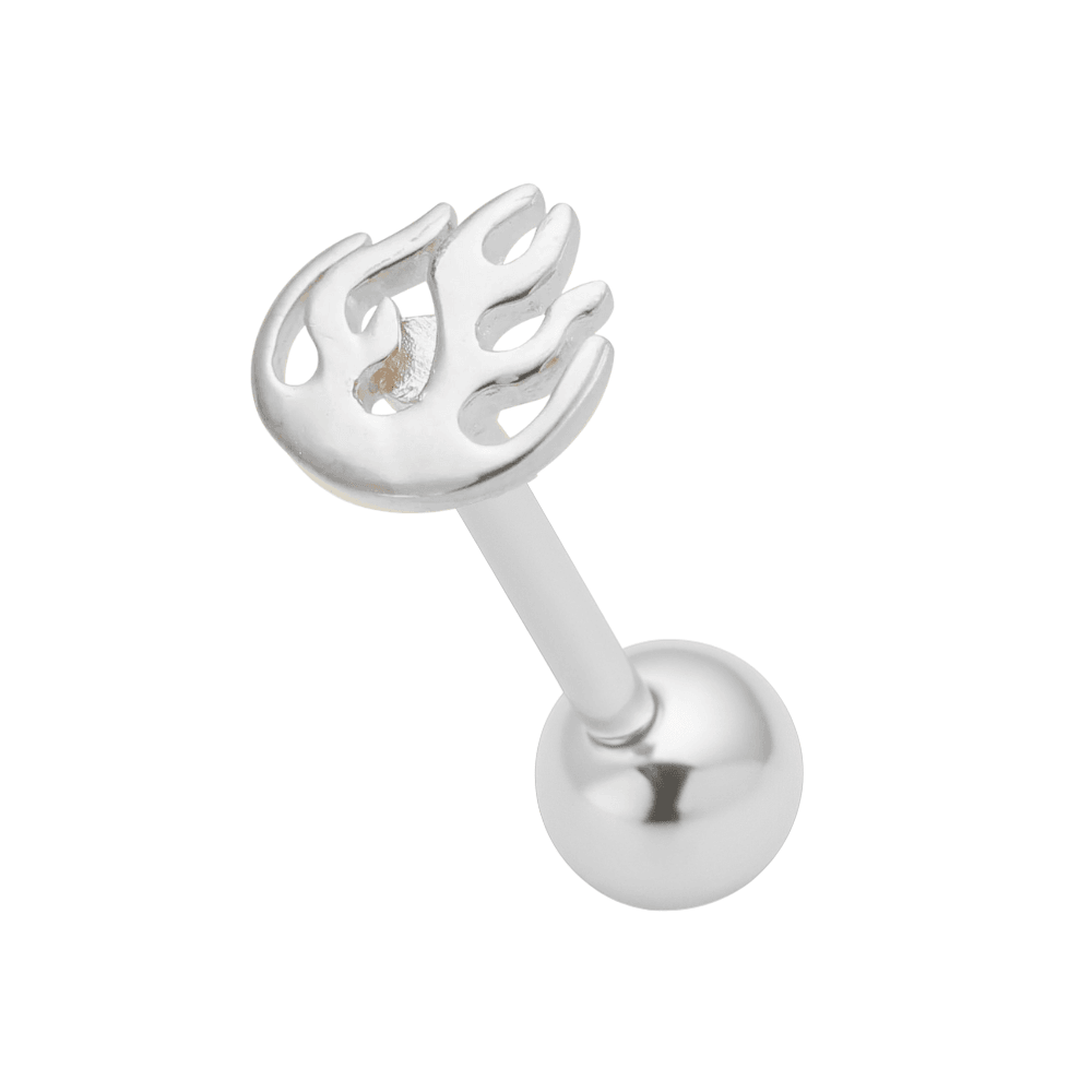 925 Sterling Silver Flames Tongue Ring