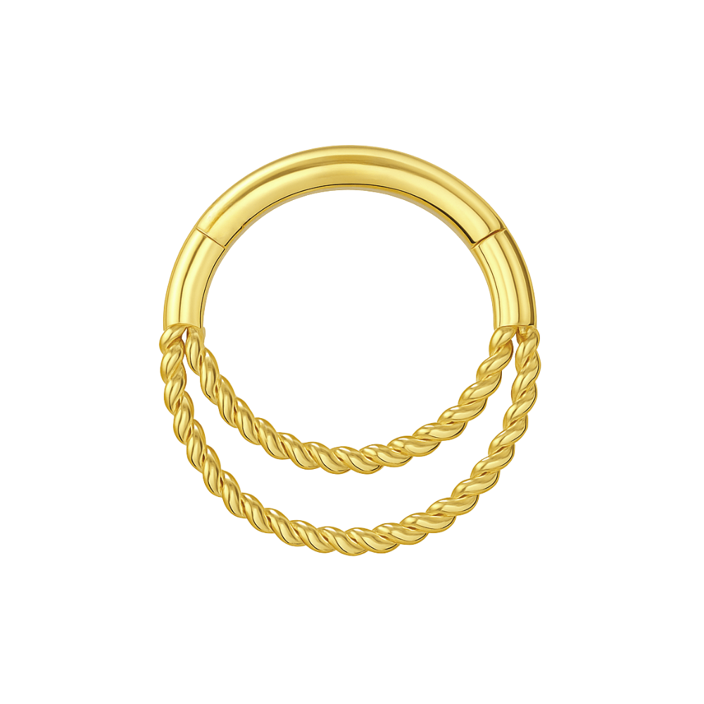 925 Sterling Silver Twisted Double Segment Clicker Ring