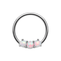 316L Surgical Steel Triple Opal Studded Hinged Segment Clicker Ring