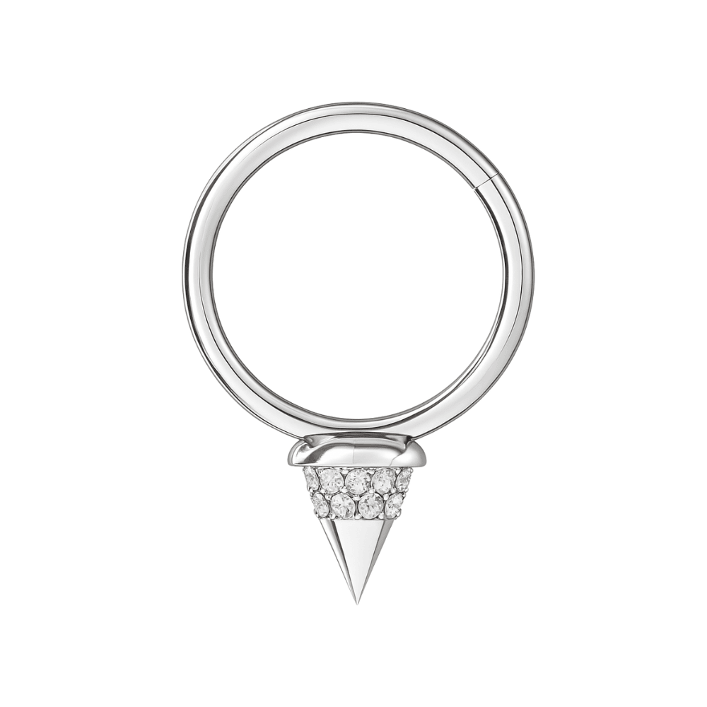 316L Surgical Steel CZ Jewelled Spike Hinged Segment Clicker