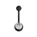 316L Surgical Steel Black Cubic Zirconia Studded Belly Ring