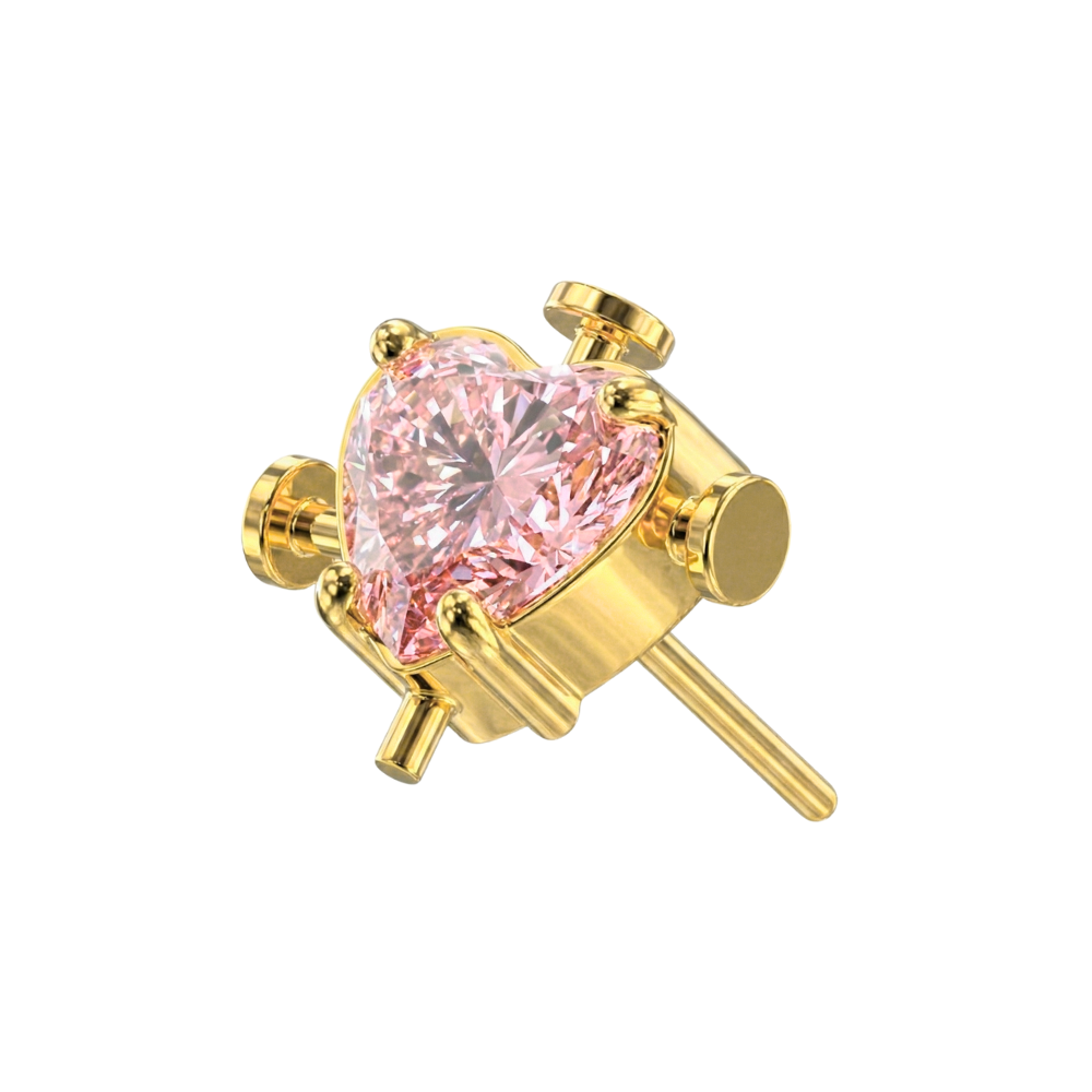 G23 Titanium Pink Heart Threadless Labret Accessory Top