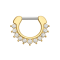 316L Surgical Steel With Rose Gold PVD Single Line 9 CZ's Pronged Septum Clicker Ring