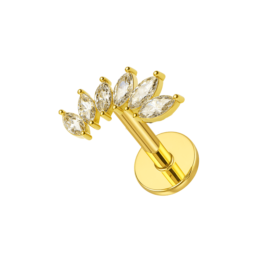 316L Surgical Steel Marquise CZ Stones Wave Cartilage Ear Stud