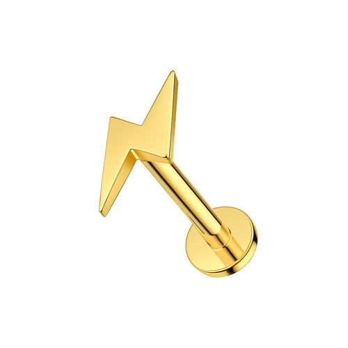 14K Gold Internally Threaded Lightning Bolt Stud