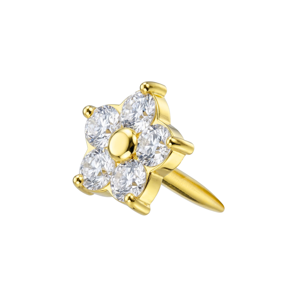 925 Sterling Silver CZ Jewelled Flower Push-Fit Top