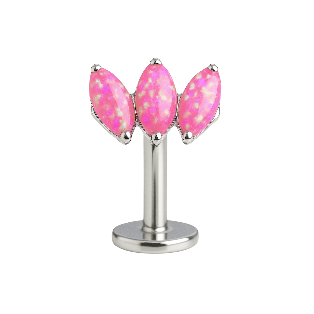 G23 Titanium Tri Marquise Opal Jewelled Threadless Floating Belly Ring