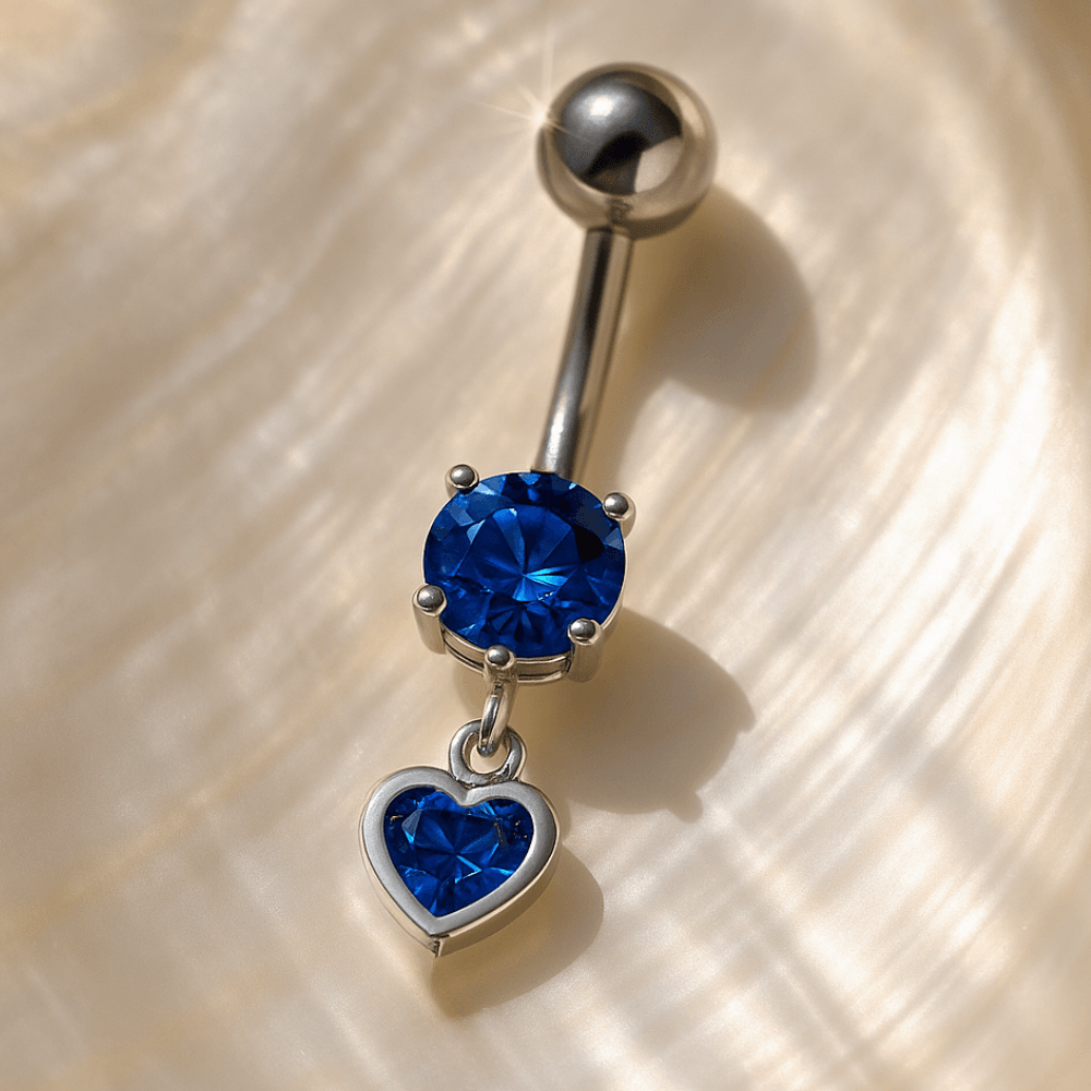 925 Sterling Silver Moving Jewelled Belly Ring