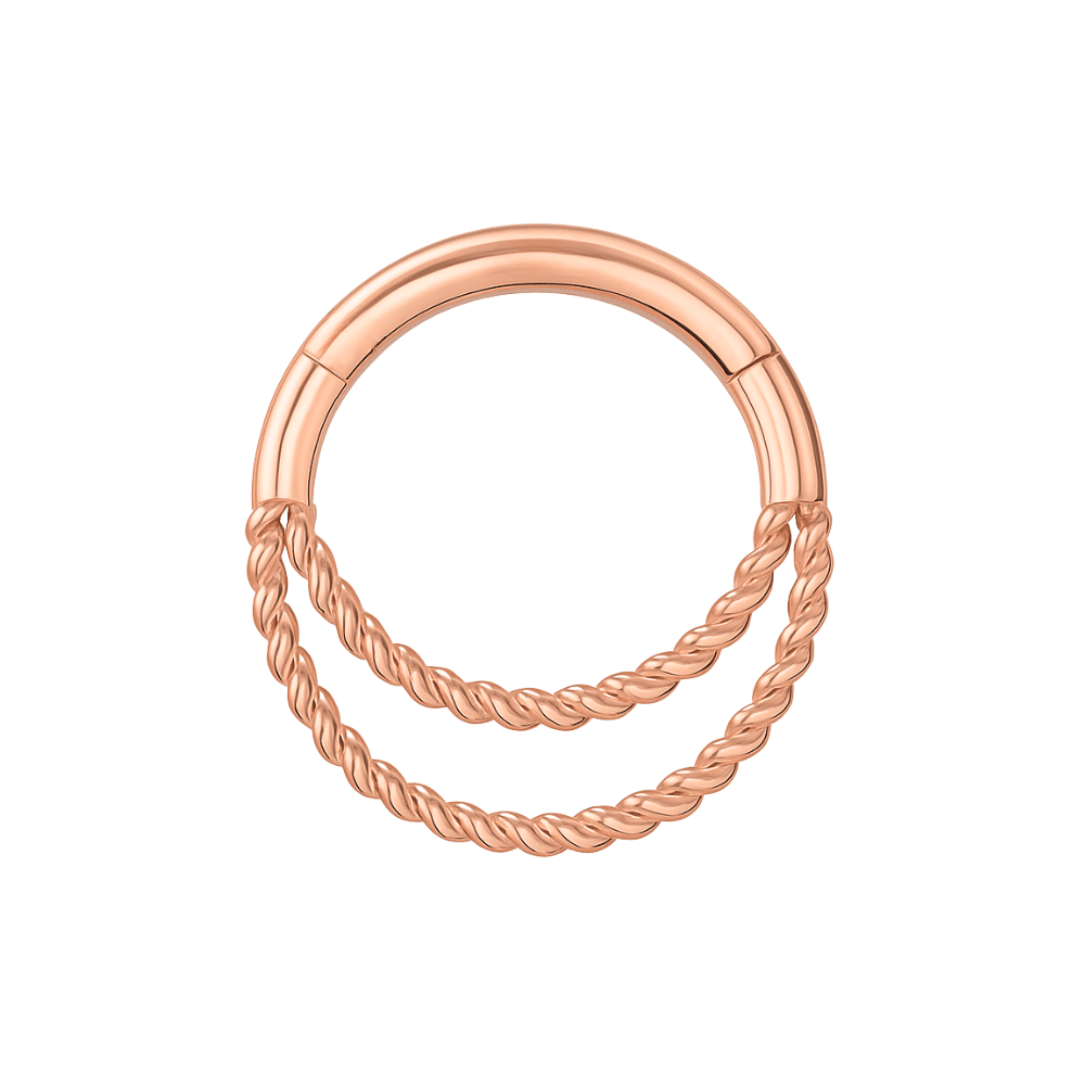 925 Sterling Silver Twisted Double Segment Clicker Ring