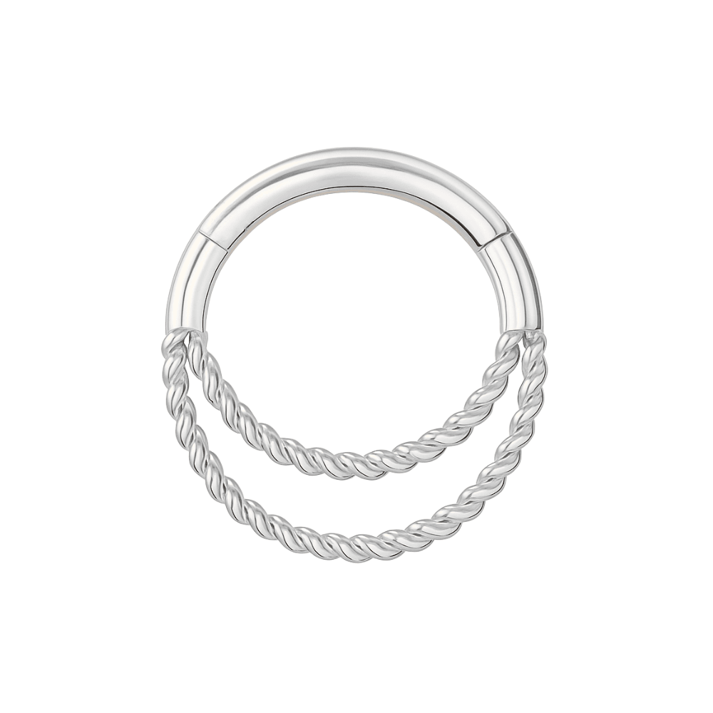 925 Sterling Silver Twisted Double Segment Clicker Ring