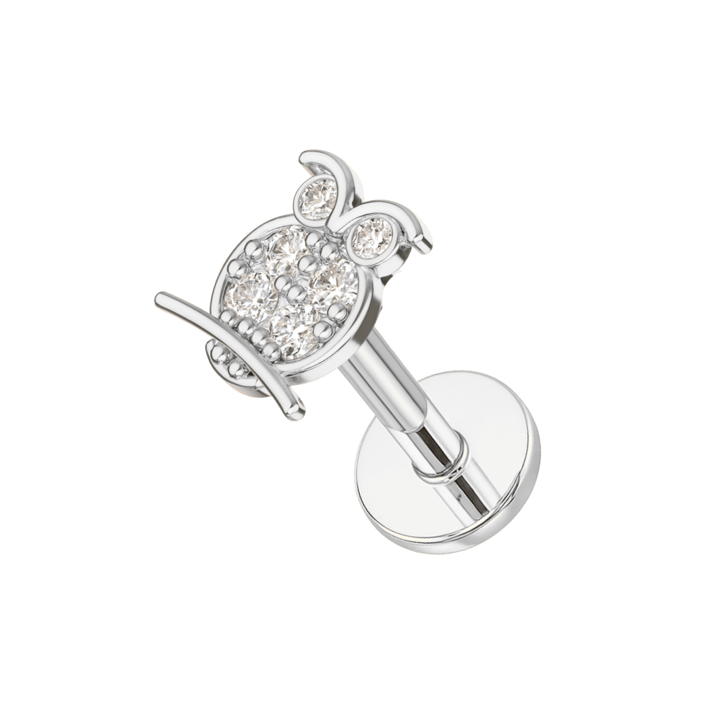 316L Surgical Steel CZ Jewelled Owl Internally Threaded Cartilage Stud