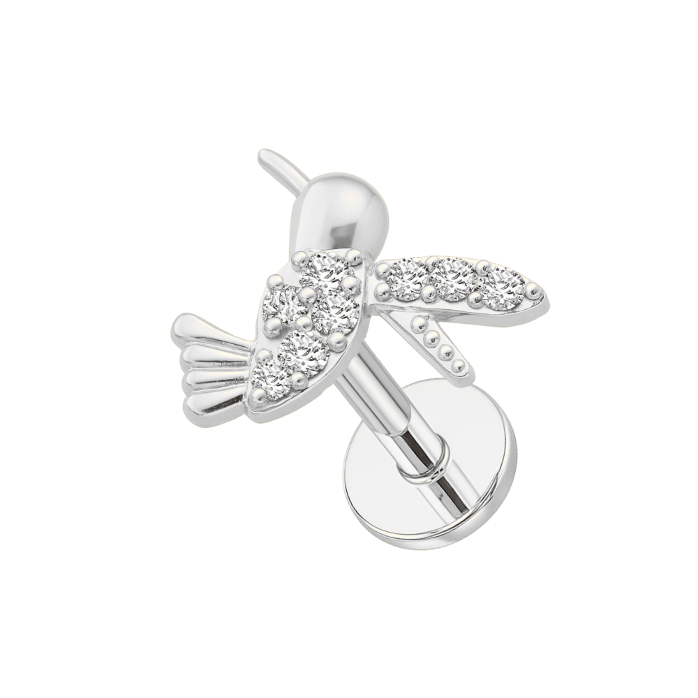 316L Surgical Steel CZ Jewelled Bird Internally Threaded Cartilage Stud