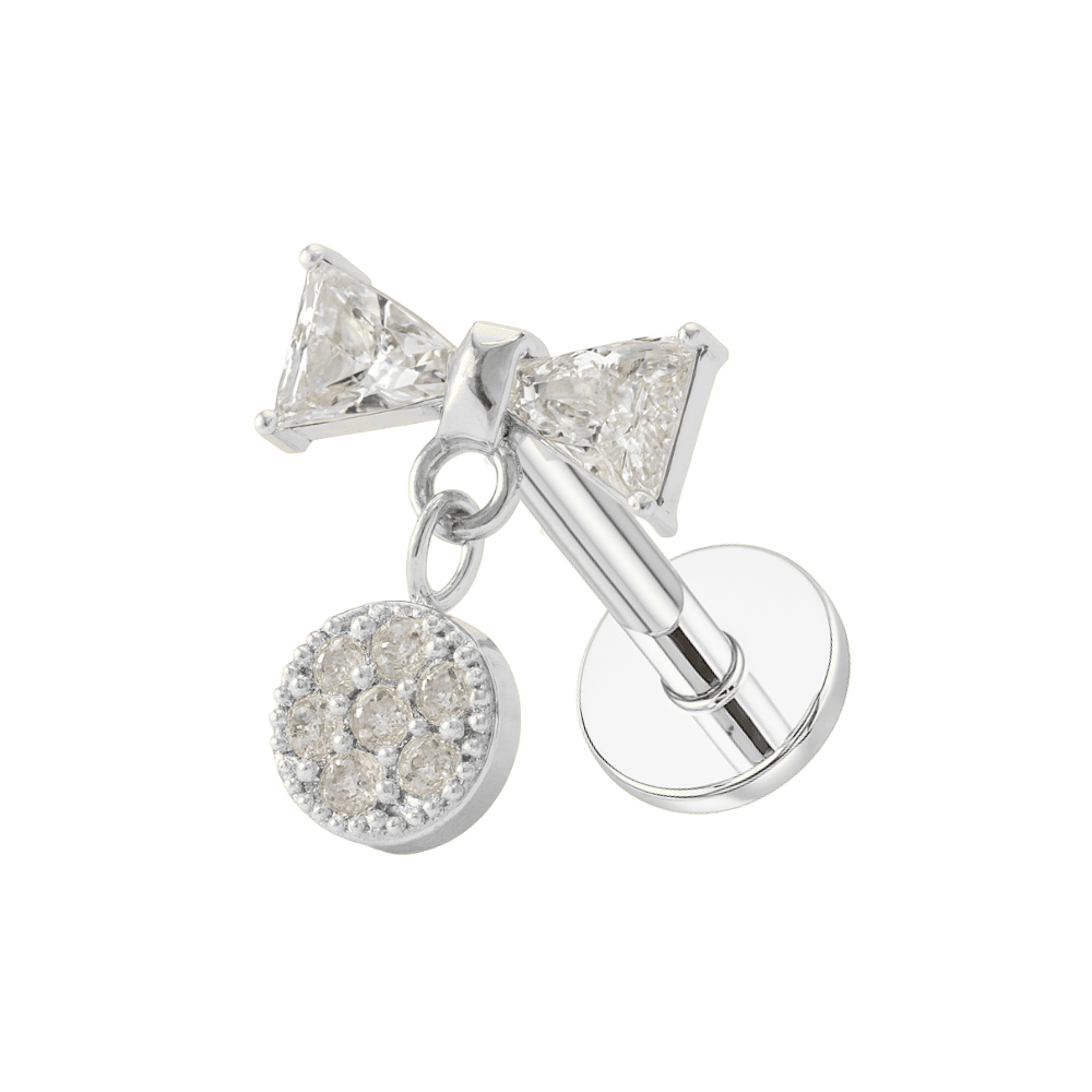 316L Surgical Steel Jewelled Bowtie Internally Threaded Screw Fit Stud