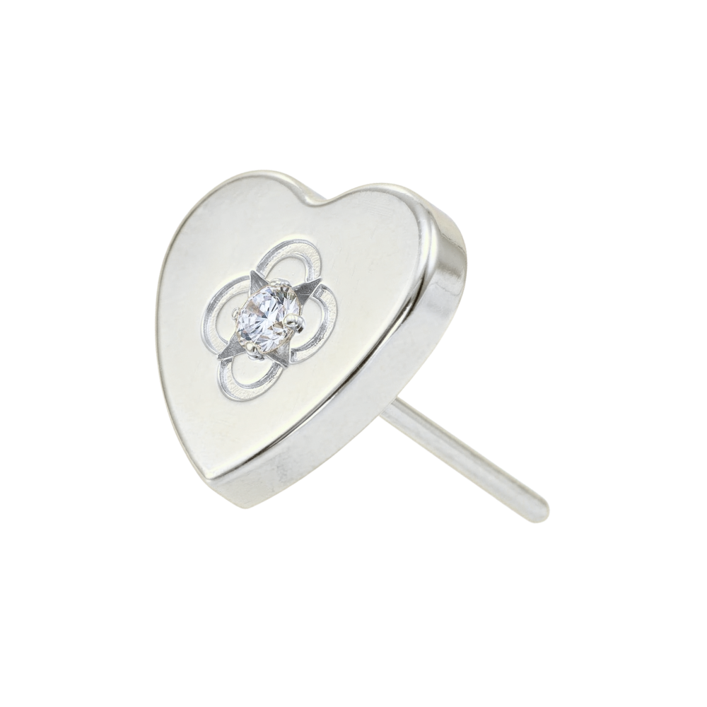 G23 Titanium CZ Studded Heart Threadless Labret Accessory Top