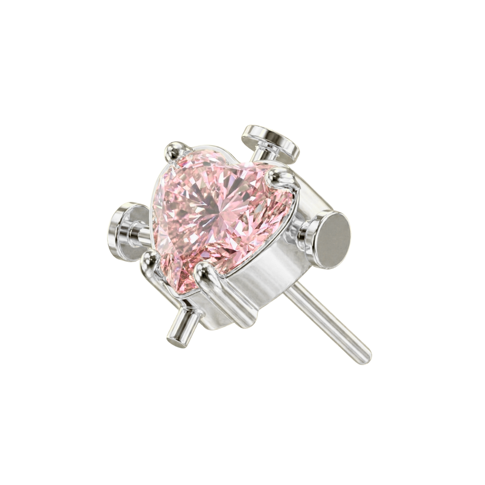 G23 Titanium Pink Heart Threadless Labret Accessory Top
