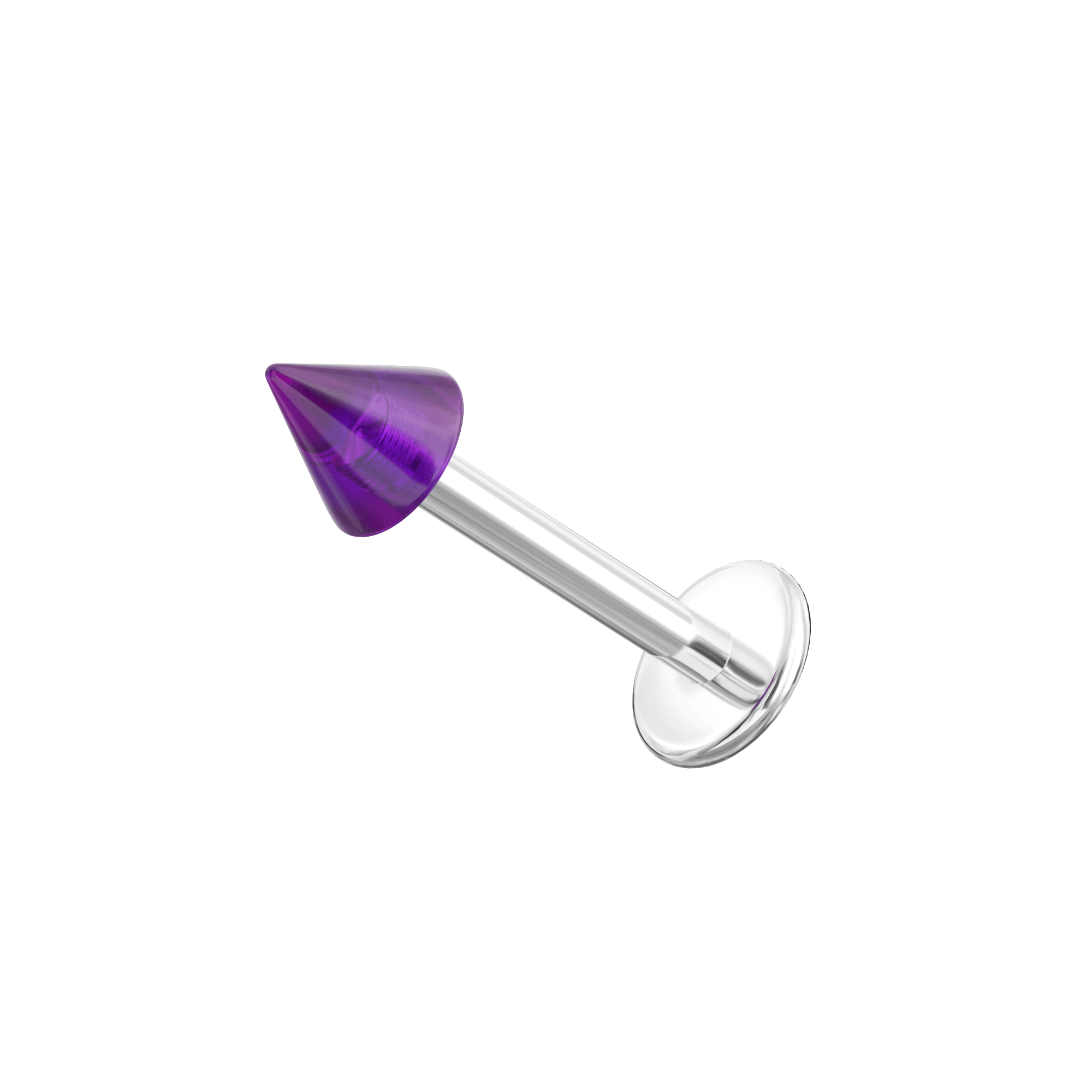 316L Surgical Steel Labret with Transparent Neon UV Cone (Pack of 10)