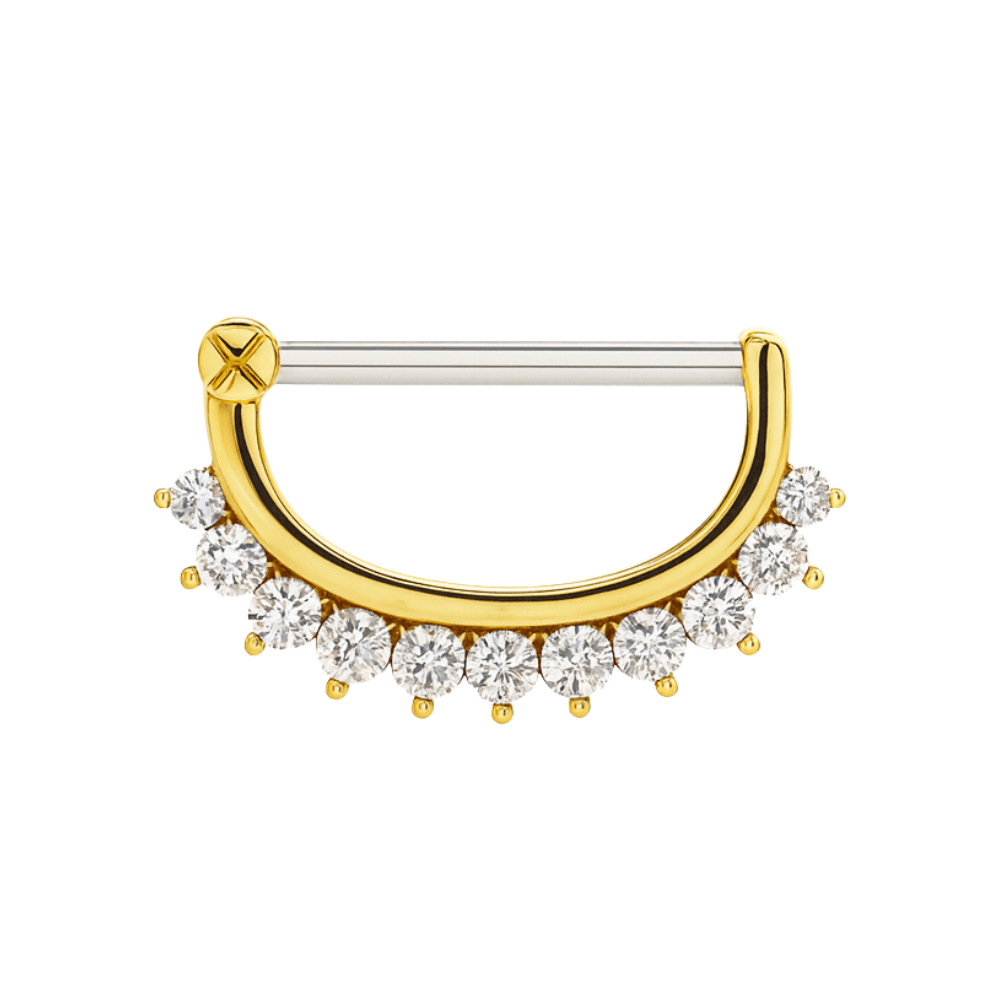 316L Surgical Steel Jewelled Round Nipple Clicker Ring
