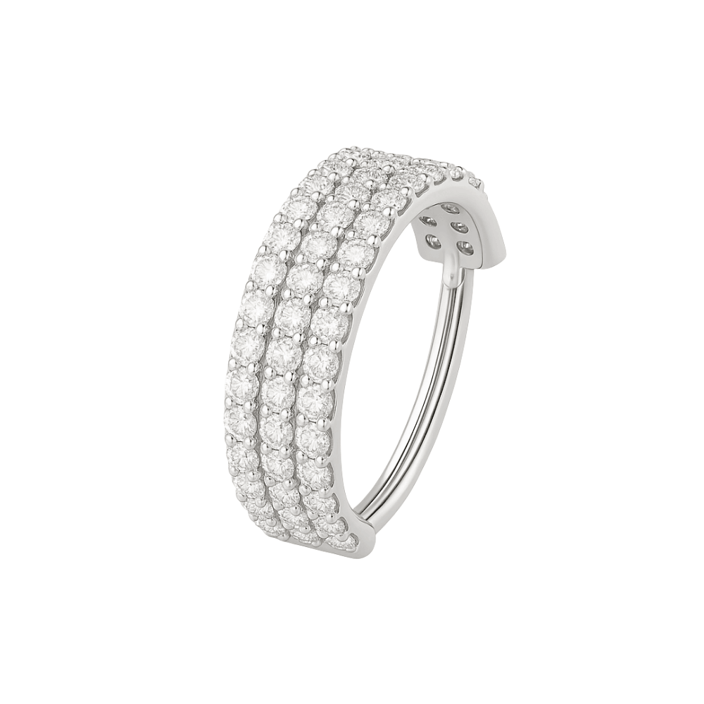 316L Surgical Steel Triple Rows Crystal Hinged Clicker Segment Ring