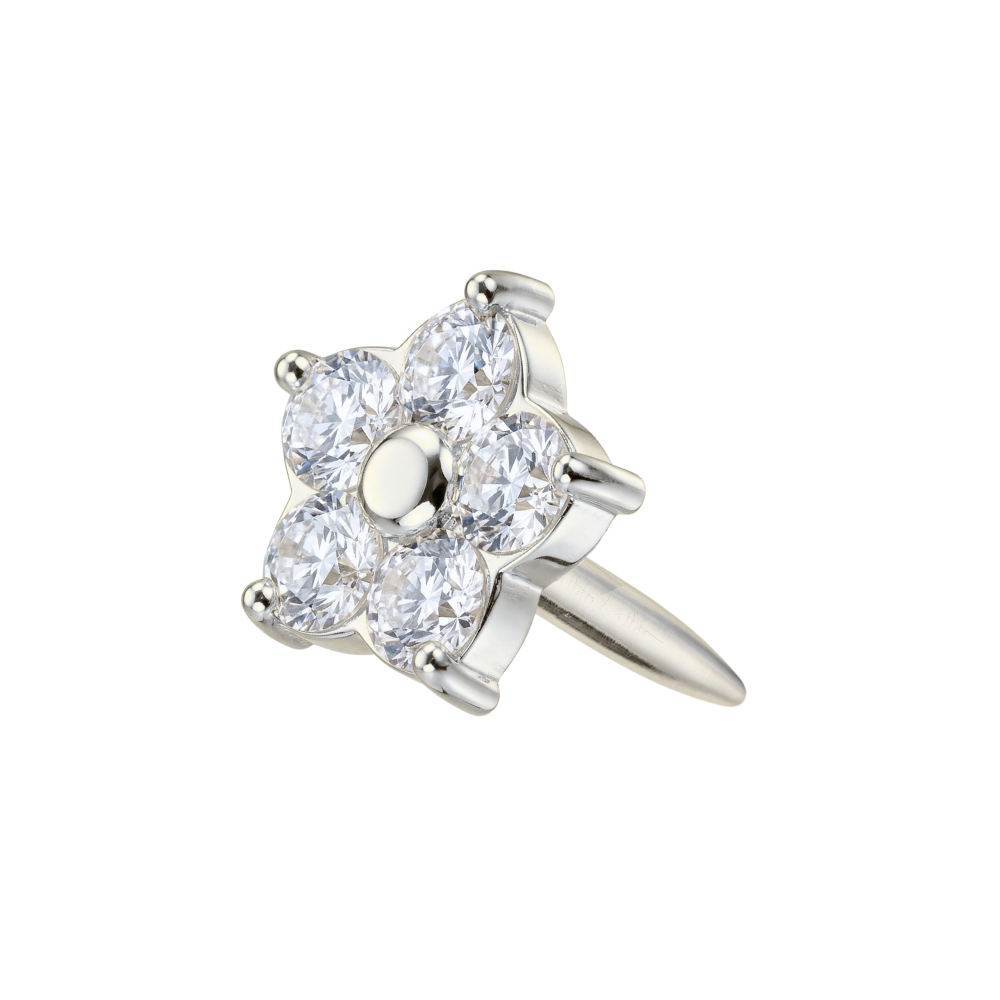 925 Sterling Silver CZ Jewelled Flower Push-Fit Top
