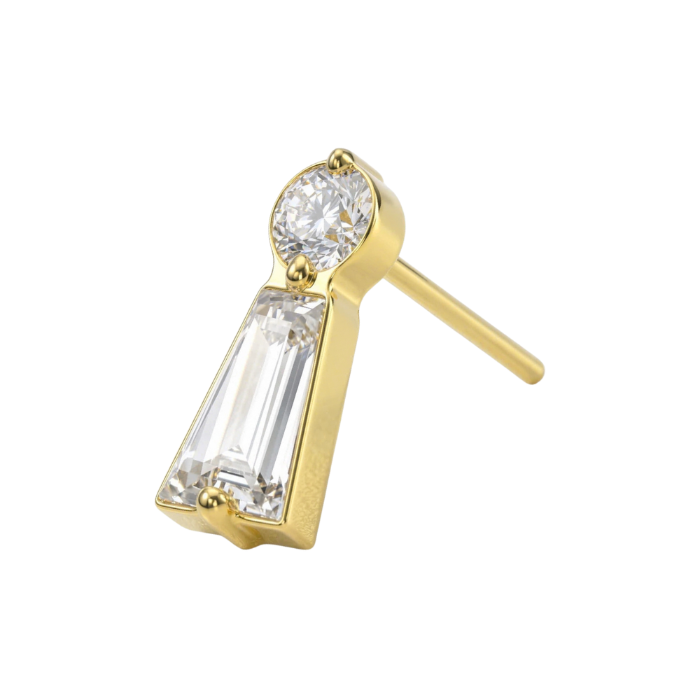 G23 Titanium Baguette & Round CZ Jewelled Threadless Top