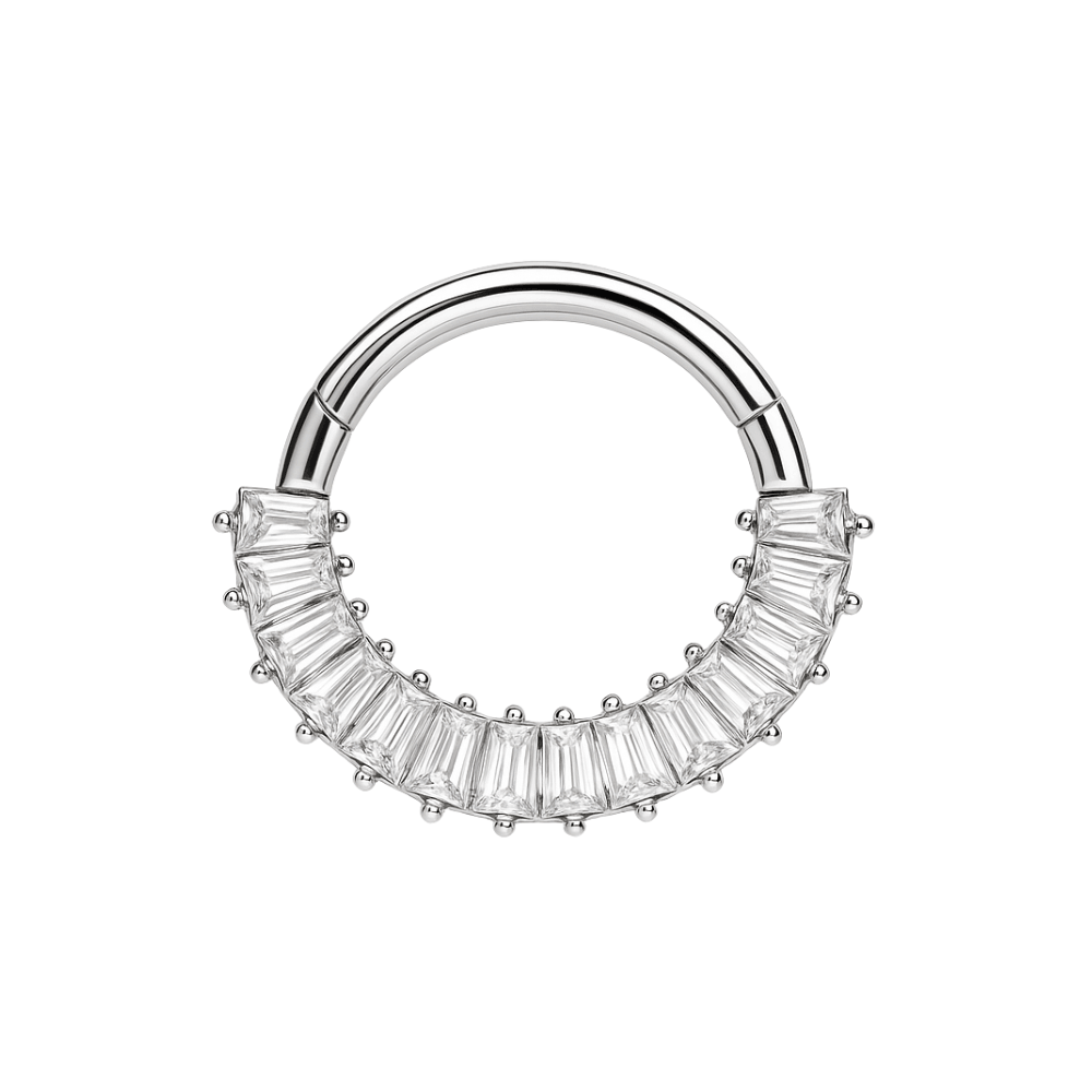 316L Surgical Steel CZ Jewelled 316L Hinged Segment Clicker Ring