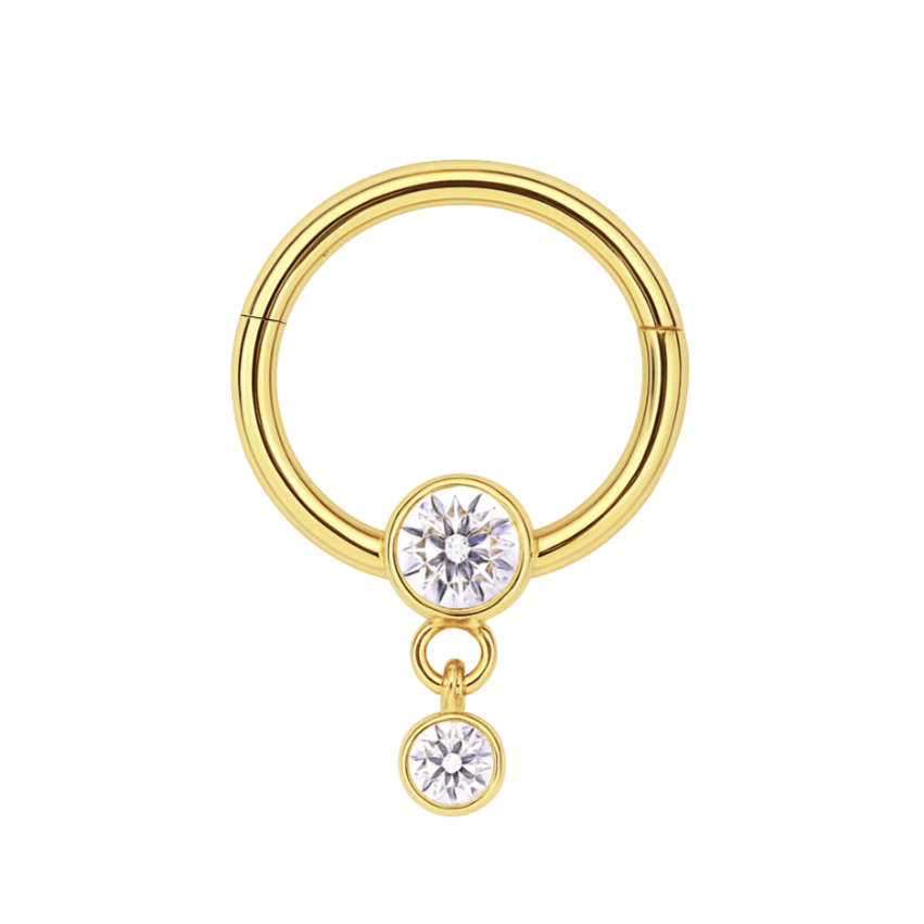 G23 Titanium Dangling CZ Jewelled Hinged Segment Clicker Ring