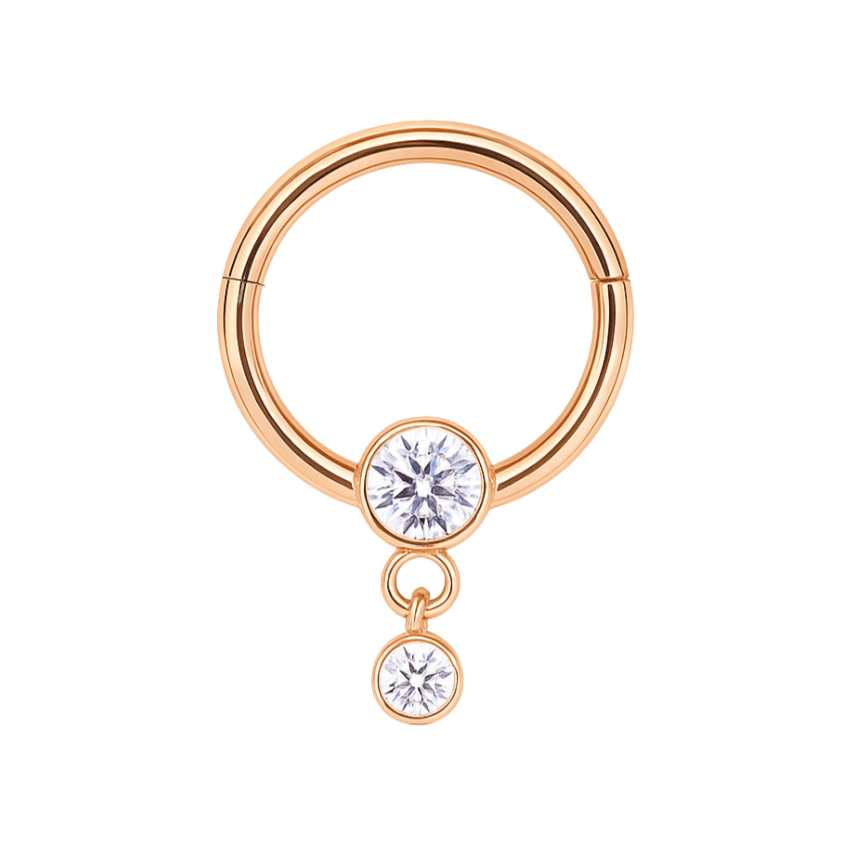 G23 Titanium Dangling CZ Jewelled Hinged Segment Clicker Ring