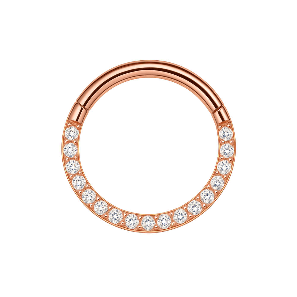 316L Surgical Steel Pave Crystal Hinged Clicker