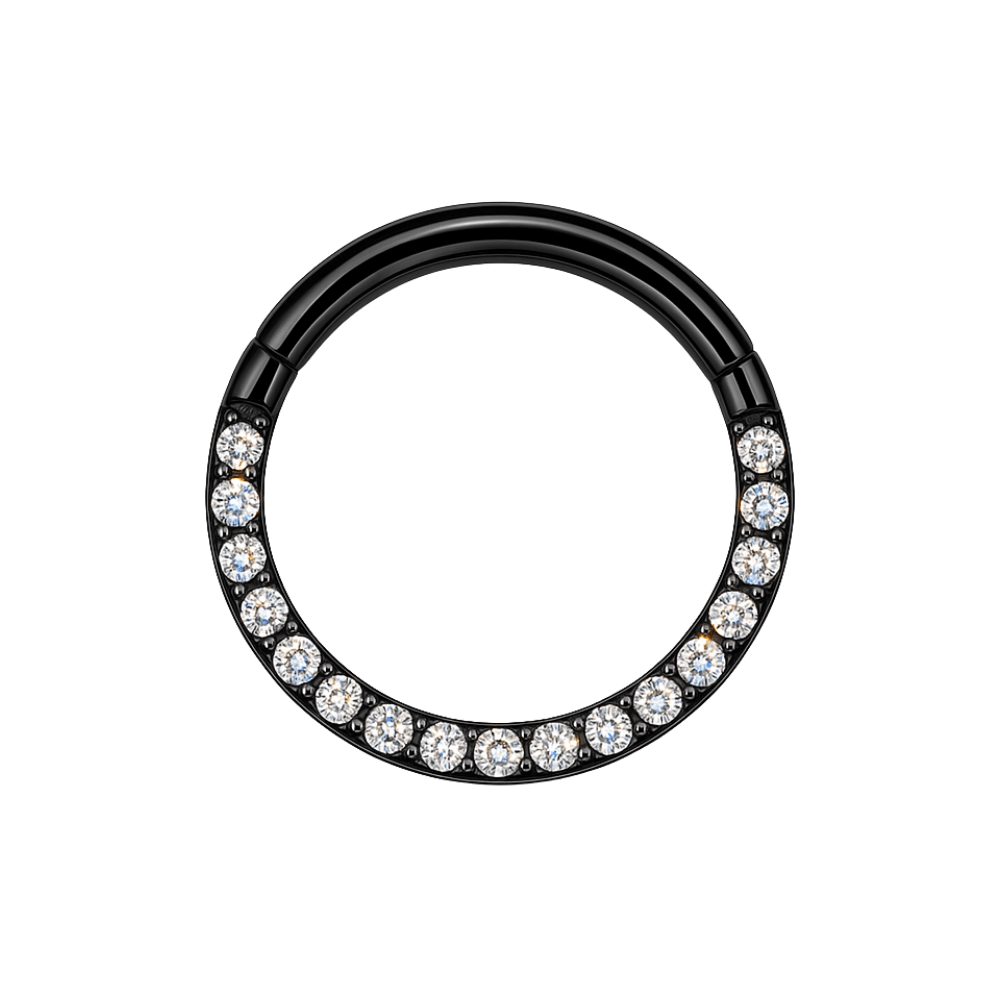316L Surgical Steel Pave Crystal Hinged Clicker