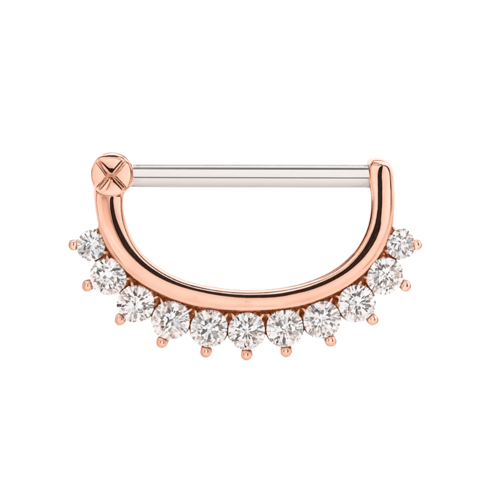 316L Surgical Steel Jewelled Round Nipple Clicker Ring