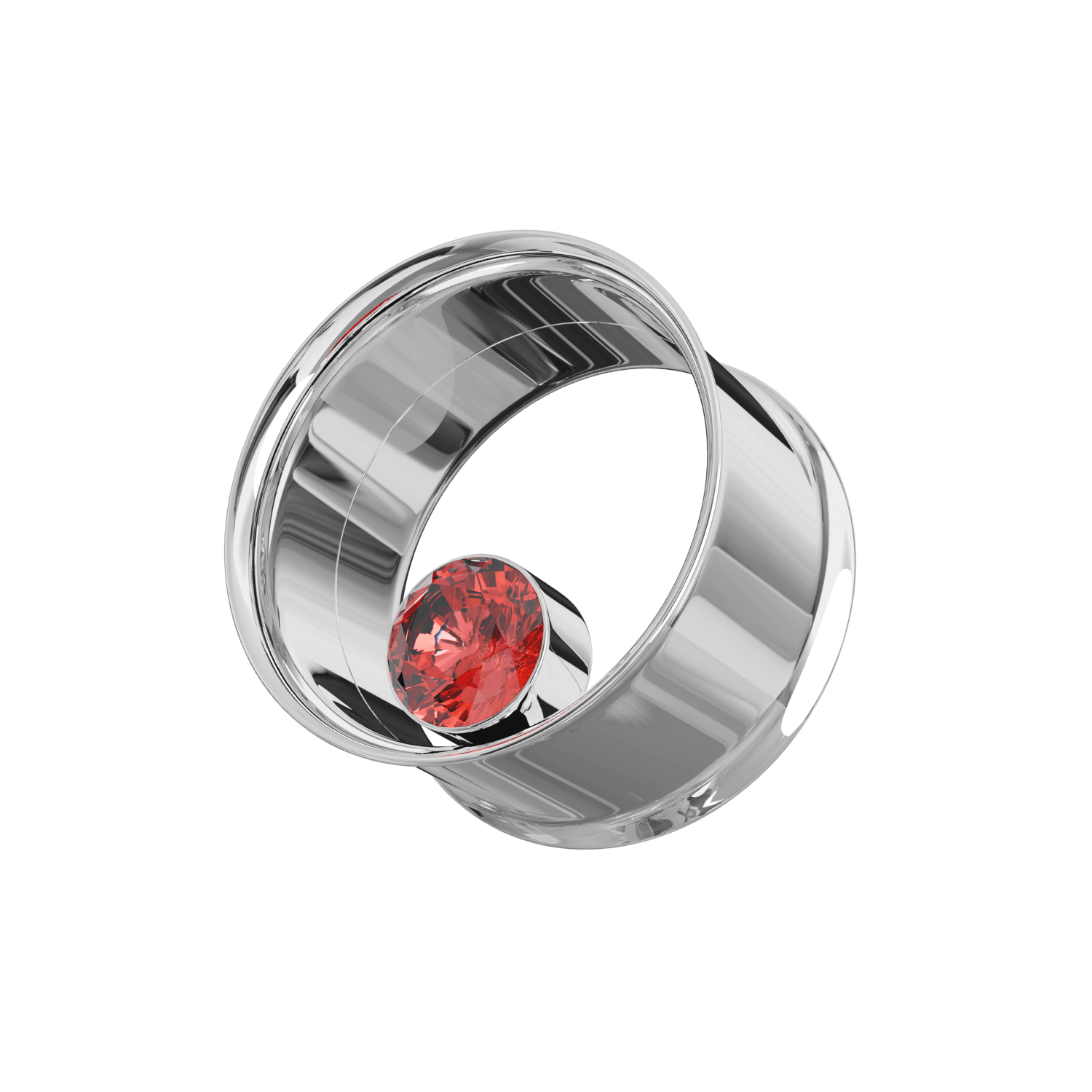 316L Surgical Steel Bezel Set Stone Internally Threaded Tunnel